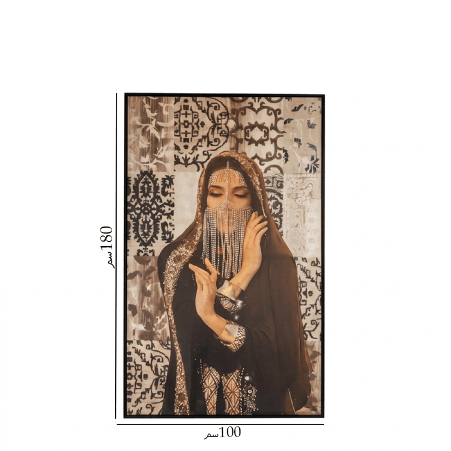 لوحة جدارية اطار اسود 180سم بعلاق عباية رقم 11867
