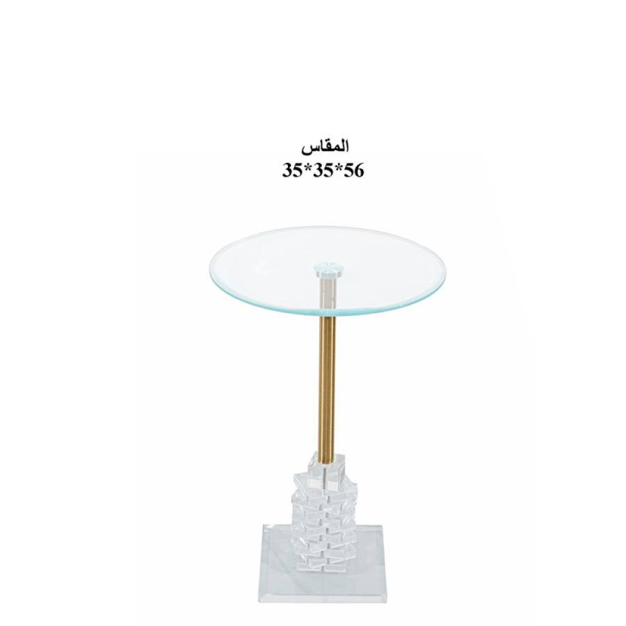 طاولة خدمة (ضيافة) مفردة زجاج بقاعدة كريستال رقم OG-56
