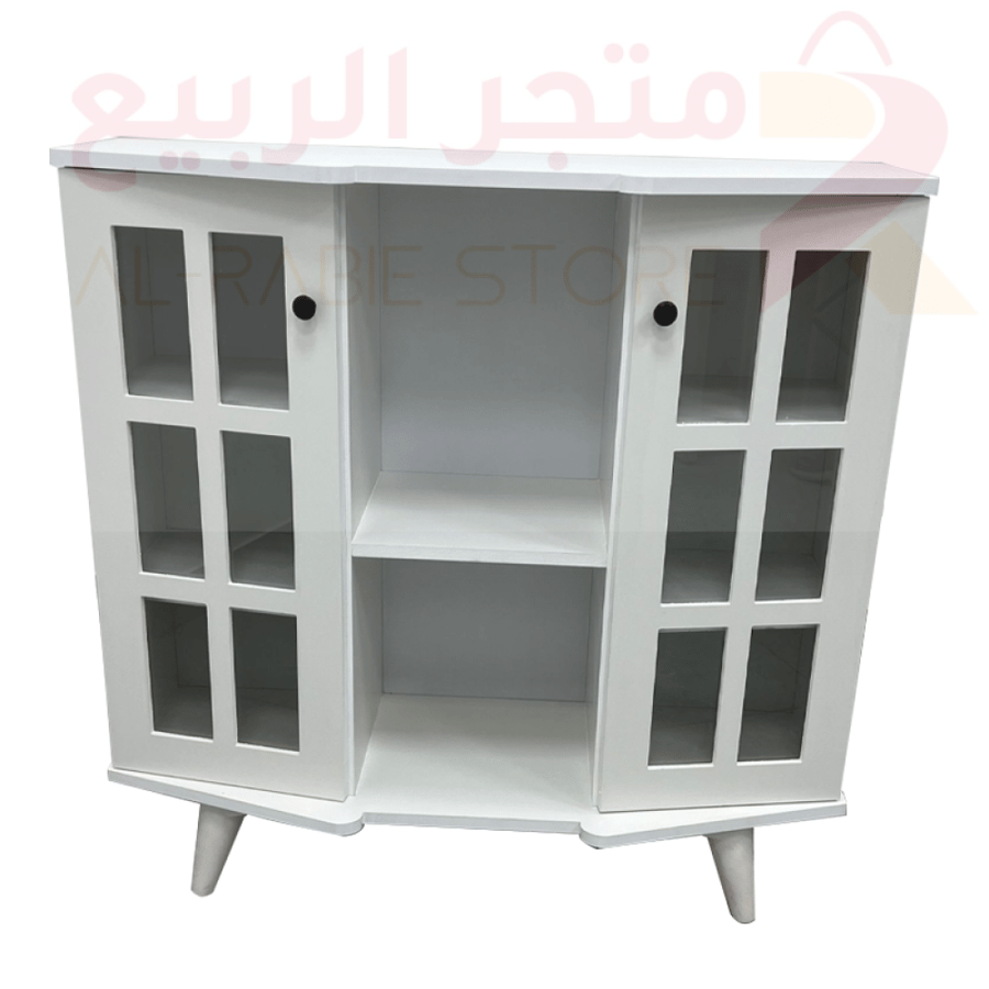 دولاب كافيه خشب ابيض 2باب 3رفوف رقم CAF104