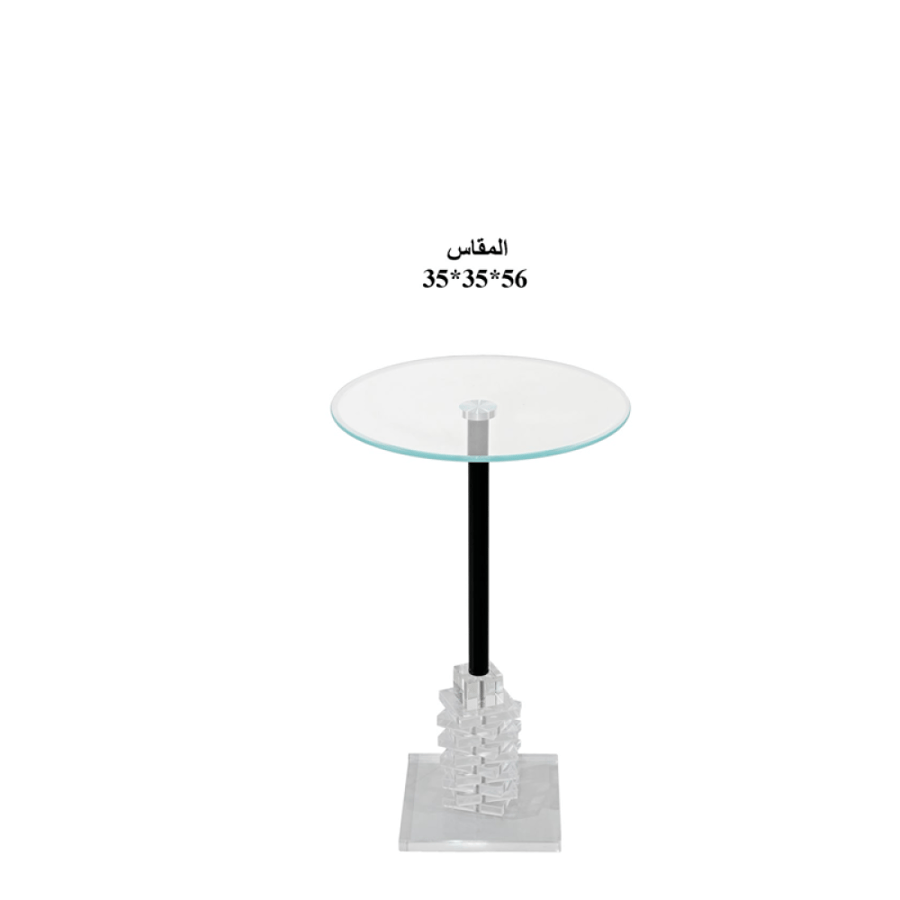 طاولة خدمة (ضيافة) مفردة زجاج بقاعدة كريستال رقم OG-38