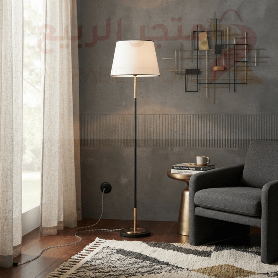 أباجورة أرضية طويلة قاعدة وعمود حديد مودرن