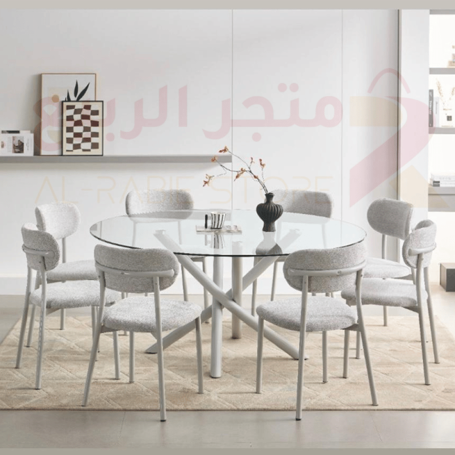 طاولة طعام زجاج دائري 8كراسي رقم 22C19