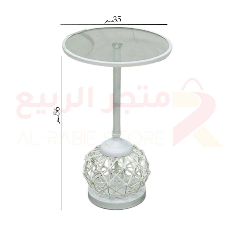 طاولة خدمة (ضيافة) مفرد زجاج بقاعدة حديد رقم RT-8145