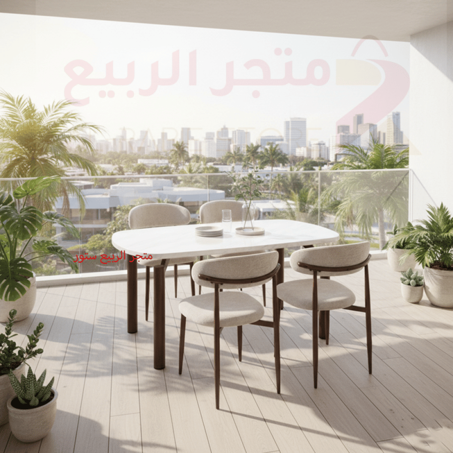 طقم طاولة طعام رخام مستطيل قاعدة حديد 4كراسي رقم M-025