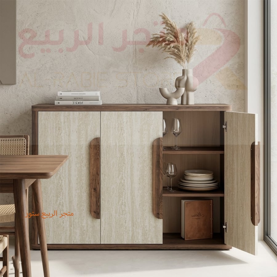 دولاب بوفيه خشب بني 3ابواب 120سم رقم SFF30040