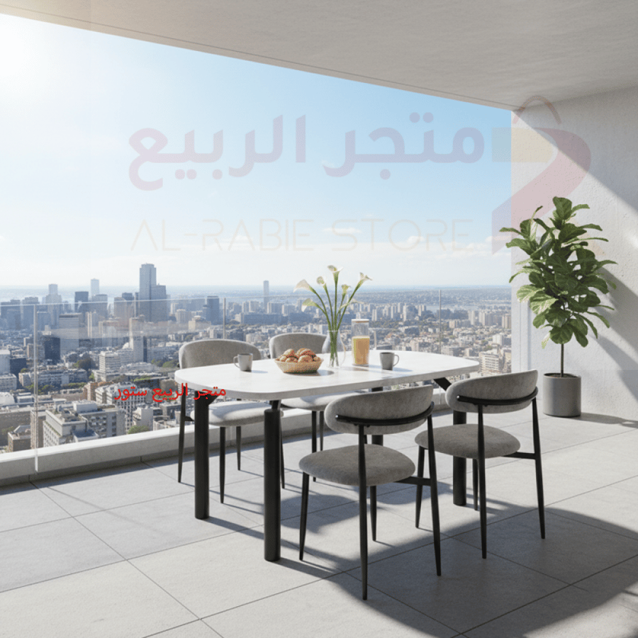 طقم طاولة طعام رخام مستطيل قاعدة حديد 4كراسي رقم M-025