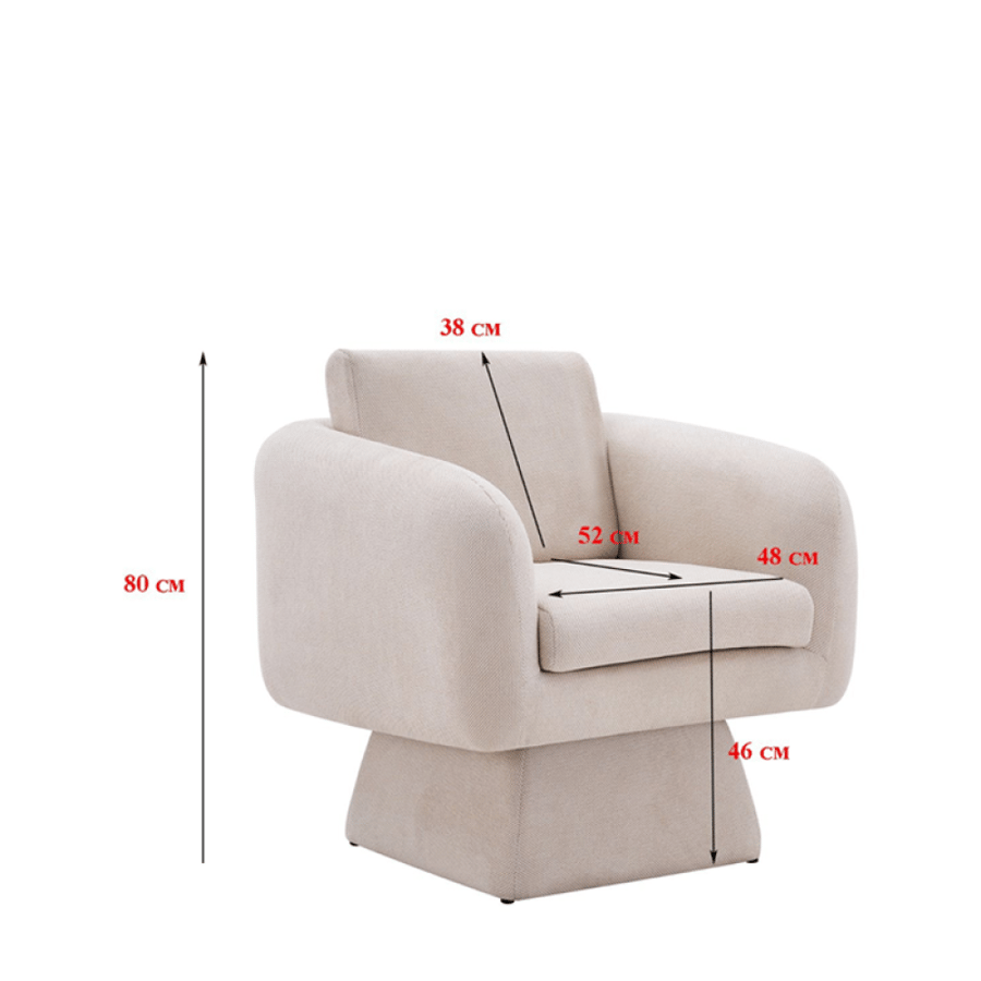 كرسي مفرد قماش بيج فاتح بقاعدة ملبسة قماش رقم A-40