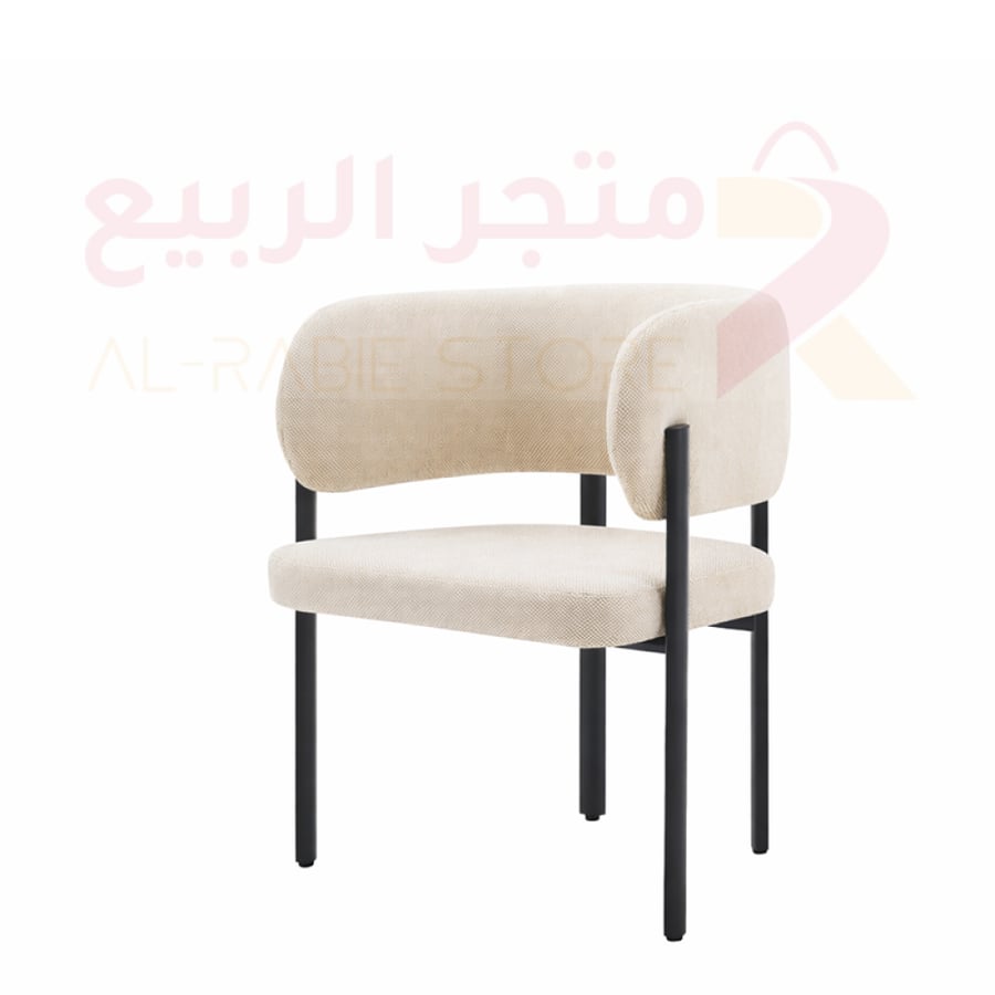 كرسي مفرد قماش بيج قاعدة حديد رقم A-43
