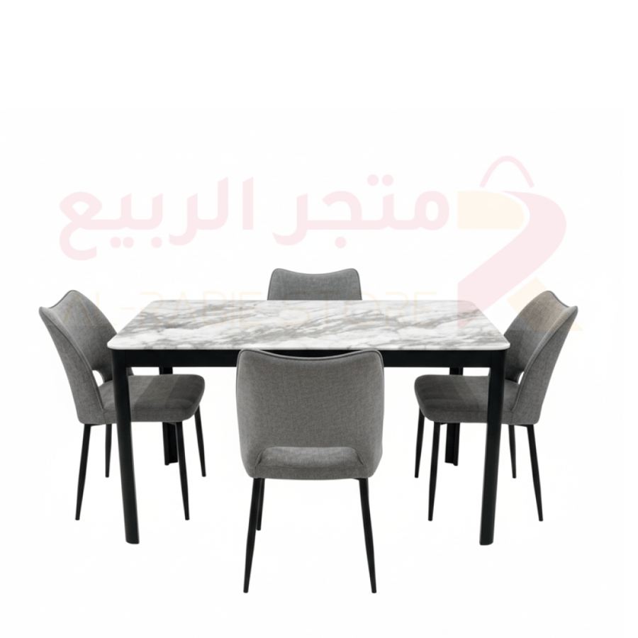 طقم طاولة طعام رخام مستطيل قاعدة حديد 4كراسي رقم SFD10188