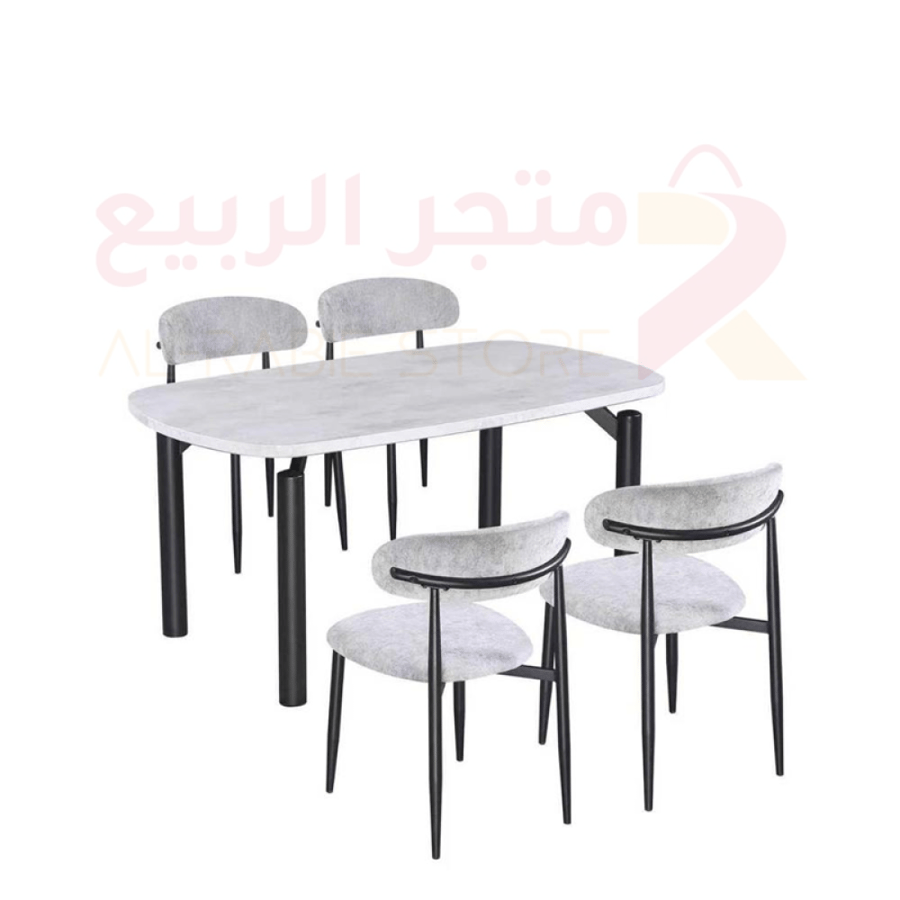 طقم طاولة طعام رخام مستطيل قاعدة حديد 4كراسي رقم M-025