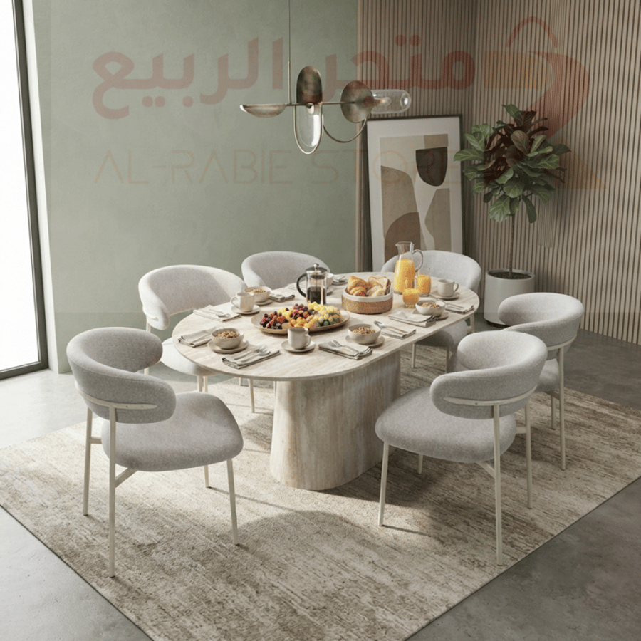 طقم طاولة طعام خشب بيضاوي 6كراسي رقم DT-52