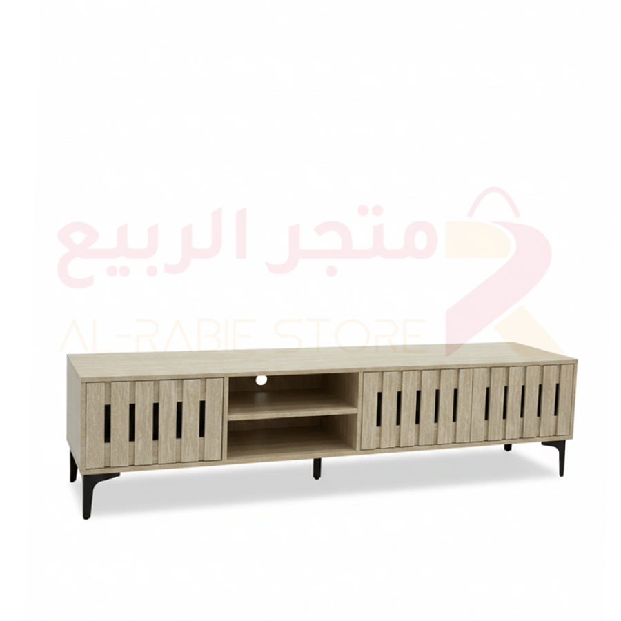 طاولة بلازما (تلفاز) خشب البيج الفاتح 3ابواب 2رف رقم 000184