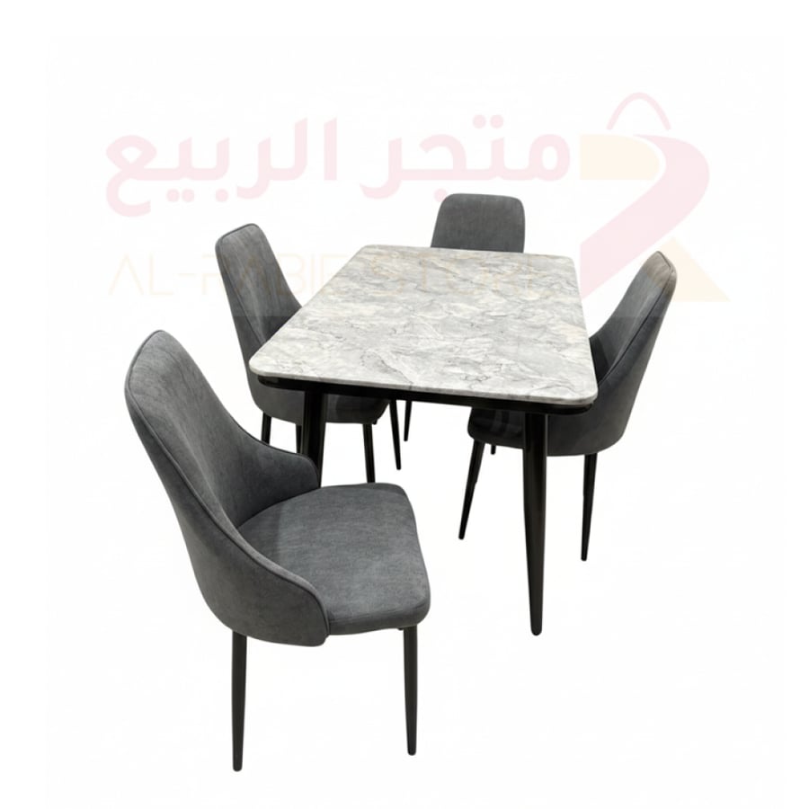 طقم طاولة طعام رخام مستطيل قاعدة حديد 4كراسي رقم SFD10144