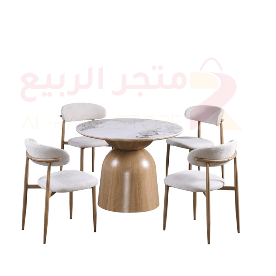 طقم طاولة طعام سيراميك دائري قاعدة حديد 4كراسي رقم M-029