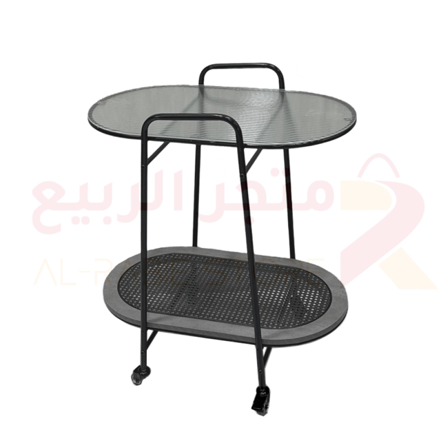 عربية تقديم راتان رمادي بسطح زجاج رقم 0752GRAY