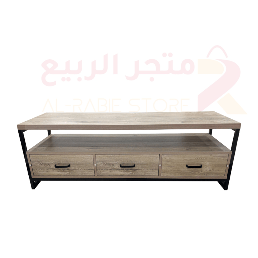 طاولة تلفاز خشب بيج 2رف 3أدراج رقم 1256BG