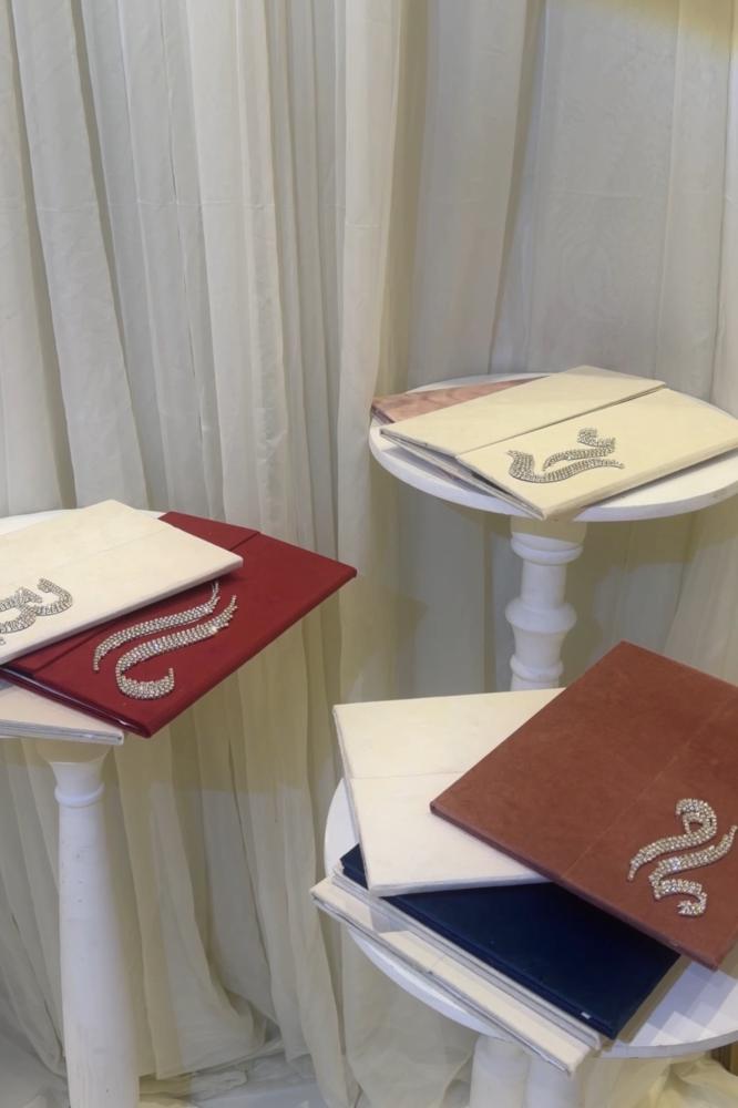 Marriage contract signing notebook with crystal writing