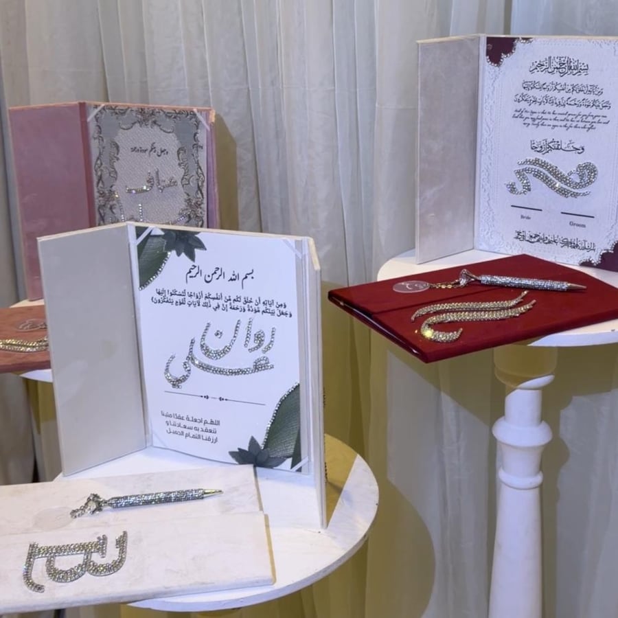 Marriage contract signing notebook with crystal writing
