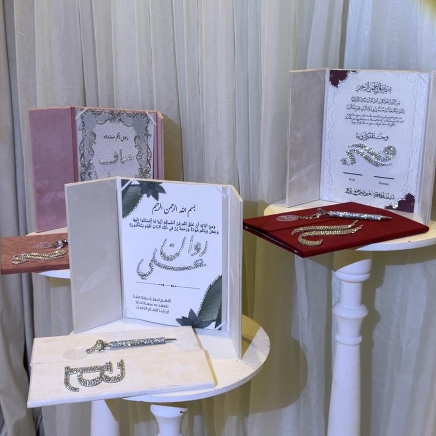 Marriage contract signing notebook with crystal writing