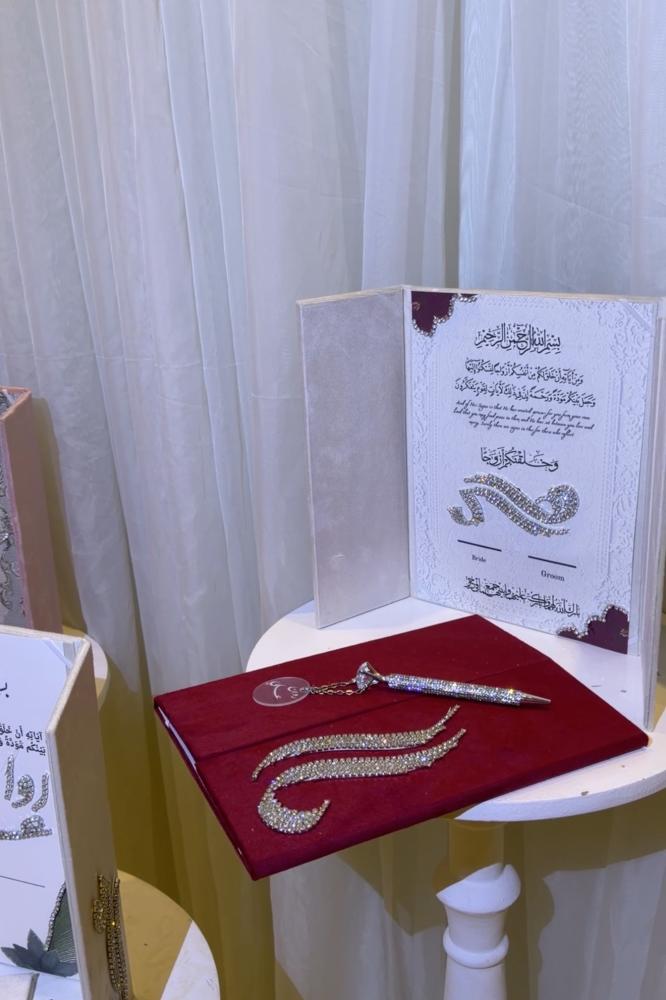 Marriage contract signing notebook with crystal writing