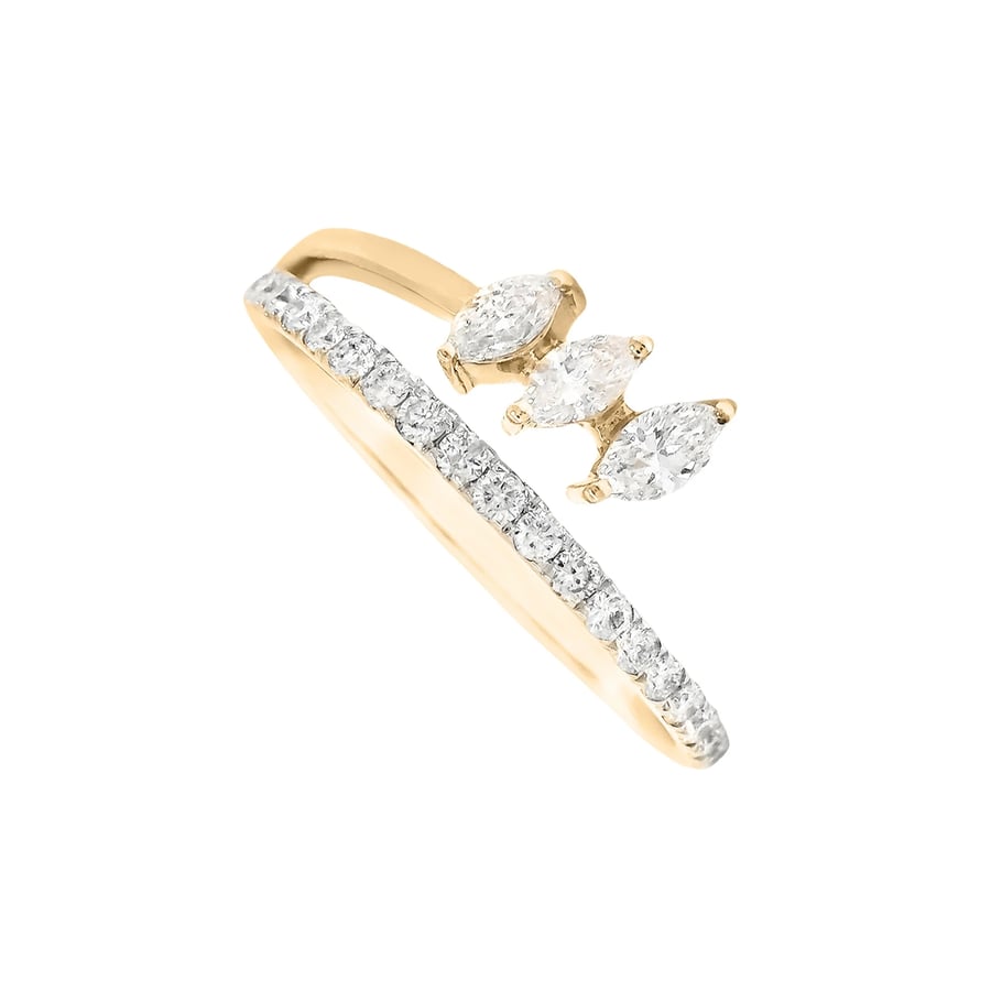 Rose gold ring with diamonds, round and marquise cuts
