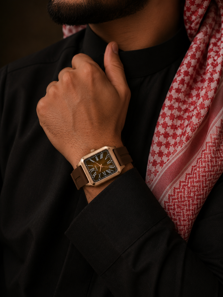 ساعة رجالي ربل لون السير بني