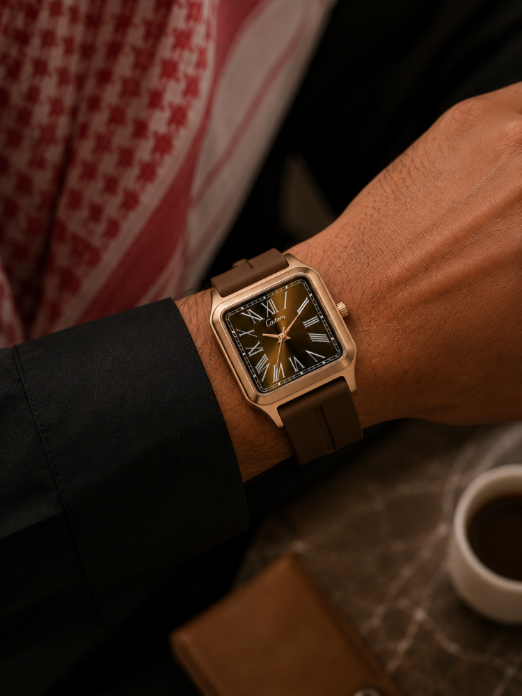 ساعة رجالي ربل لون السير بني
