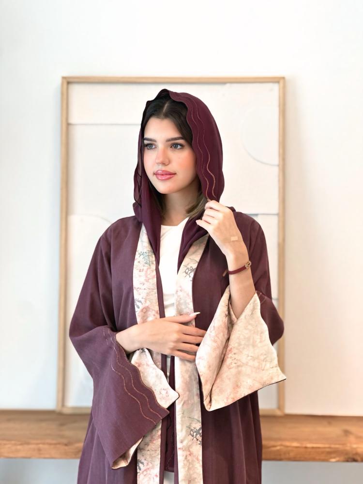 لينن مغسول  مع قطعه مشجرة من الداخل تطريز قصب