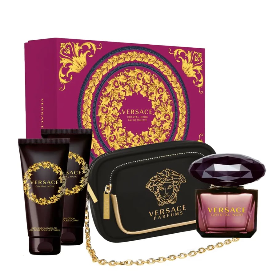 فرزاتشي مجموعة كريستال نوير( عطر أو دو تواليت 90 مل + جل استحمام 100 مل + لوشن للجسم 100 مل + حقيبة فيرساتشي)