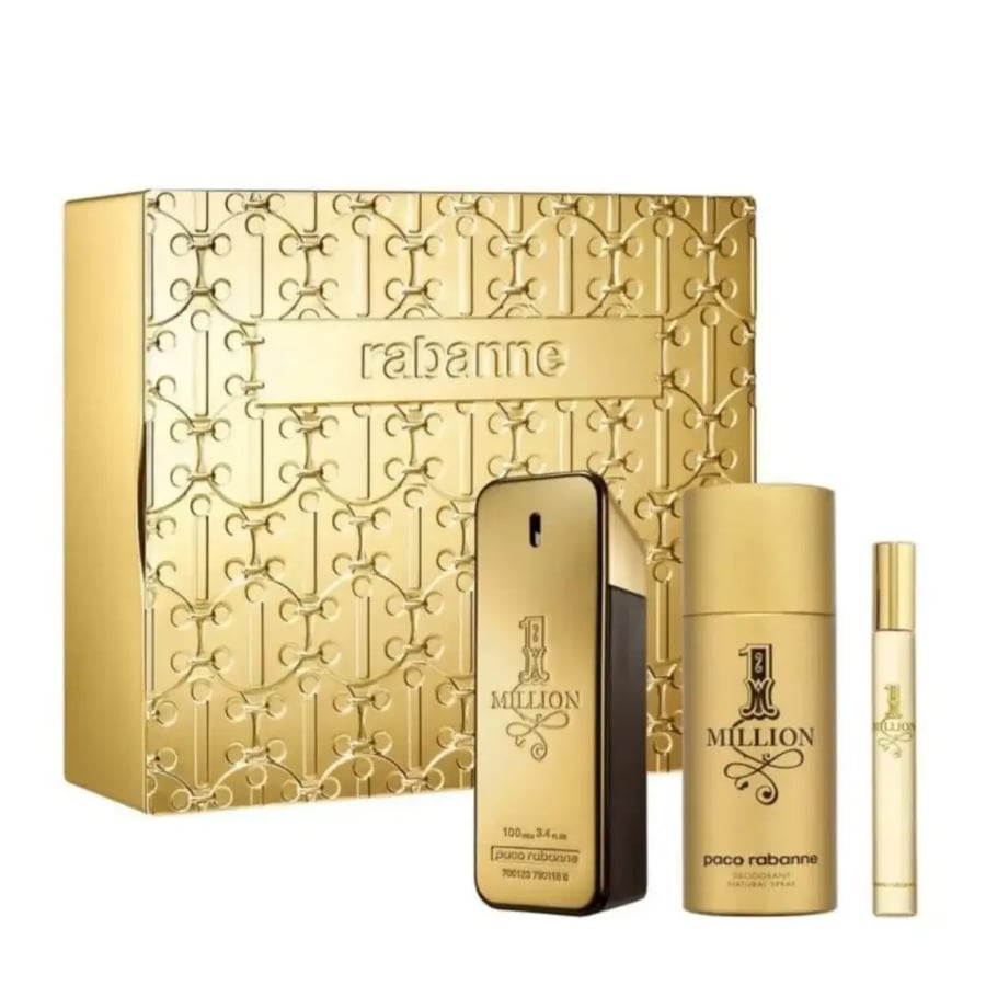 مجموعة باكو رابان ون مليون او دي تواليت (عطر 100ملي + بخاخ عطر 10ملي + بخاخ مزيل للعرق 150ملي)
