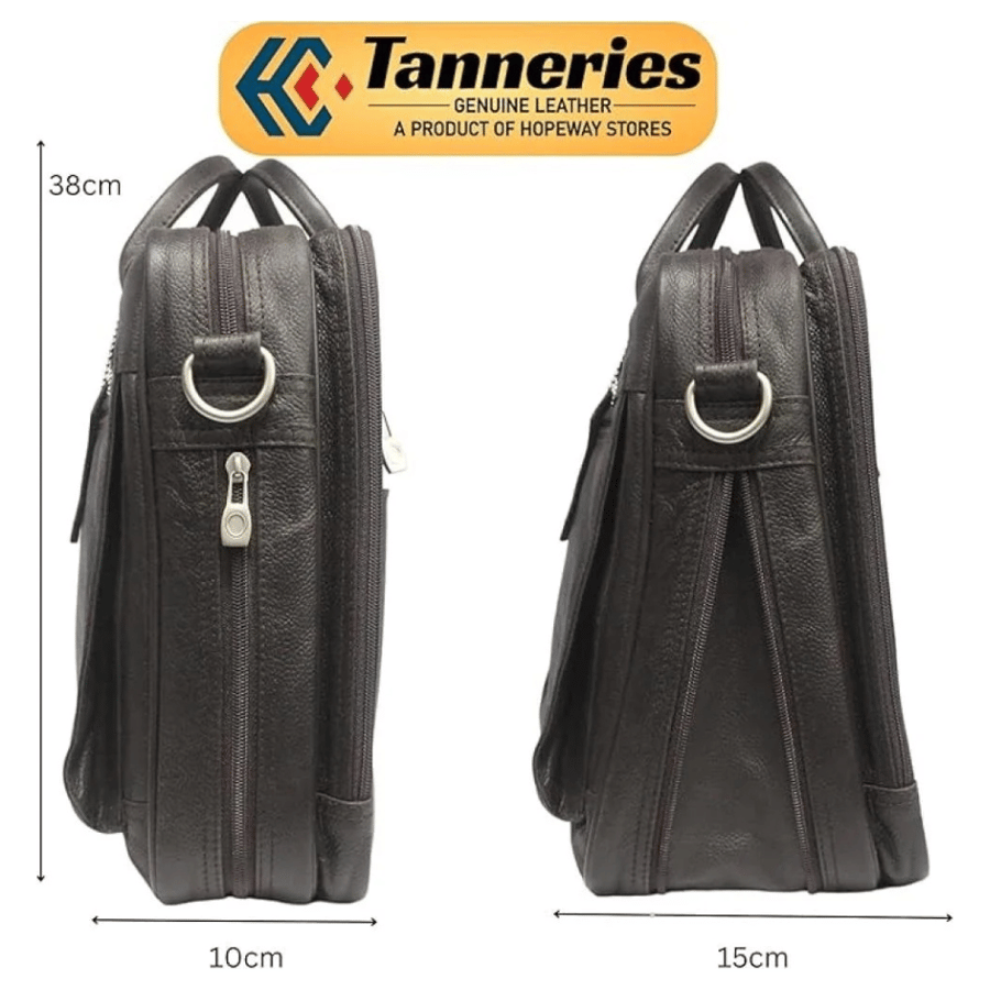 حقيبة Tanneries للابتوب مقاس 15.6 بوصة للرجال – بني غامق
