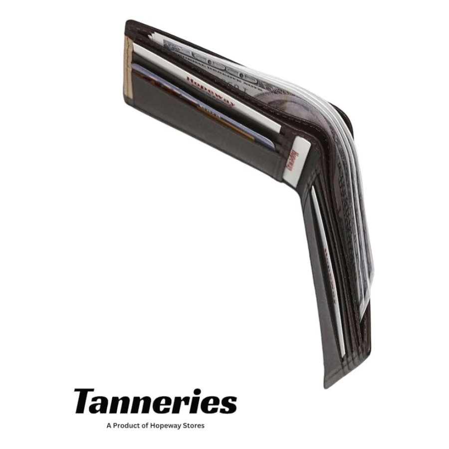 محفظة Tanneries الأمامية النحيفة بتصميم بسيط – مقاس متوسط (JJ Wallet – بني غامق)