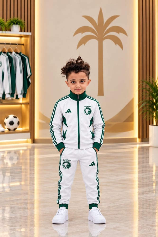 طقم المنتخب السعودي ولادي جاكيت وبنطلون أخضر