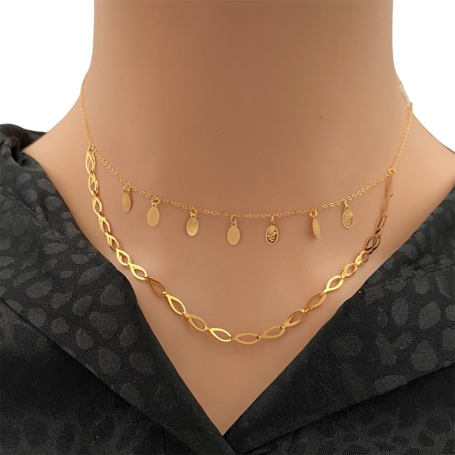 عقد ذهب عيار 21 وزن 1.33 جرام تصميم خاص