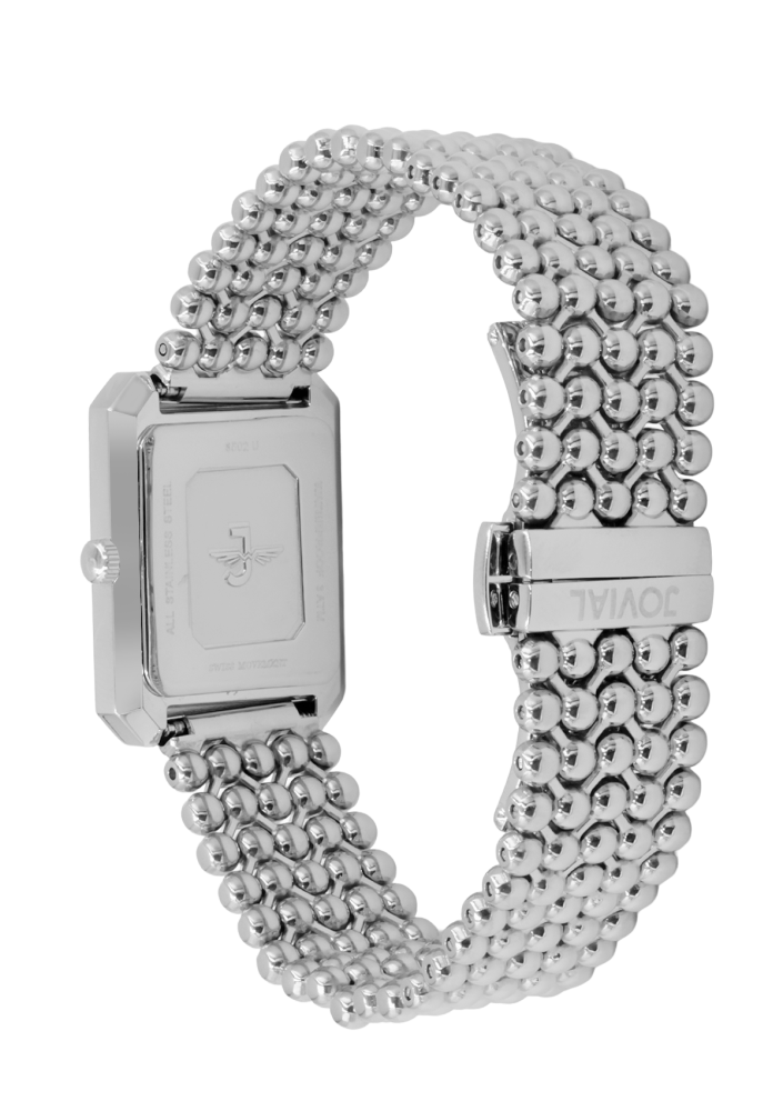 Silver rectangular watch