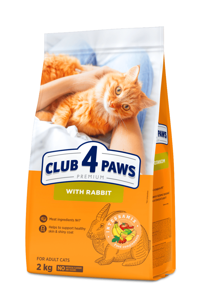 طعام للقطط البالغه بالارنب 2 كيلو club 4 paws