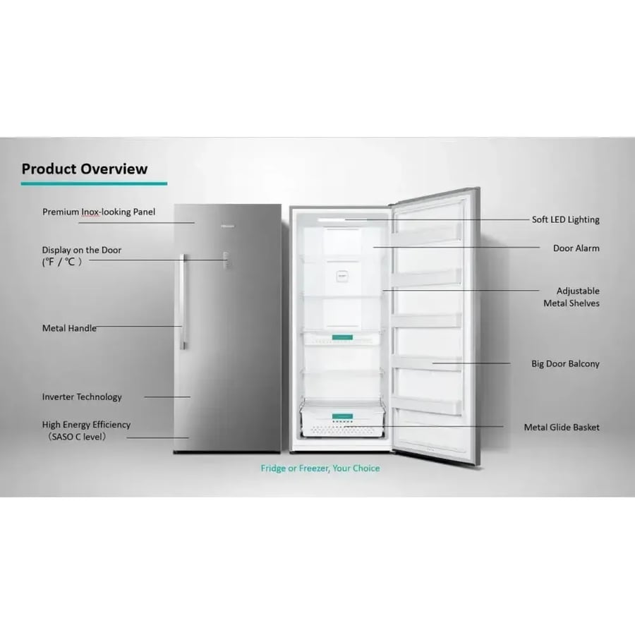 فريزر راسي Hisense م/FV5N590NAIC استيل مقاس 20.9 قدم (592 لتر - انفرتر)