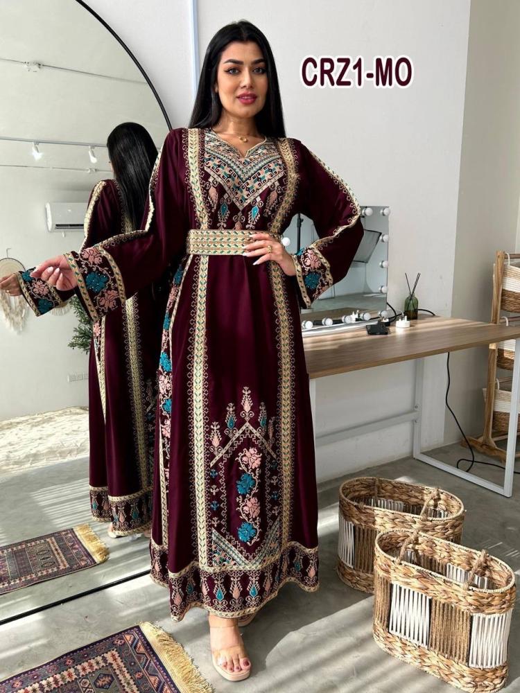Royal crepe dress with Palestinian embroidery VIP