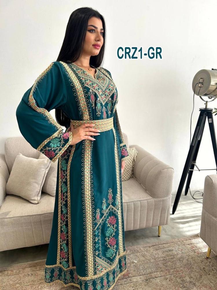 Royal crepe dress with Palestinian embroidery VIP