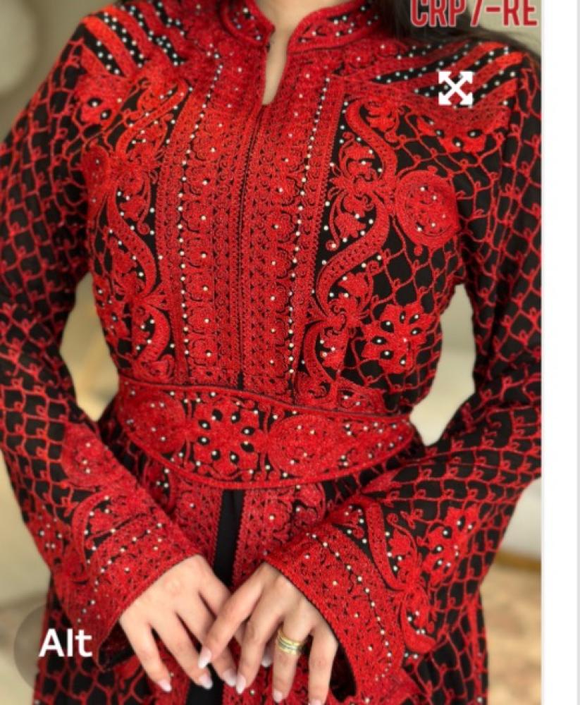 فستان ملكى تطريز اردنى اطلس
