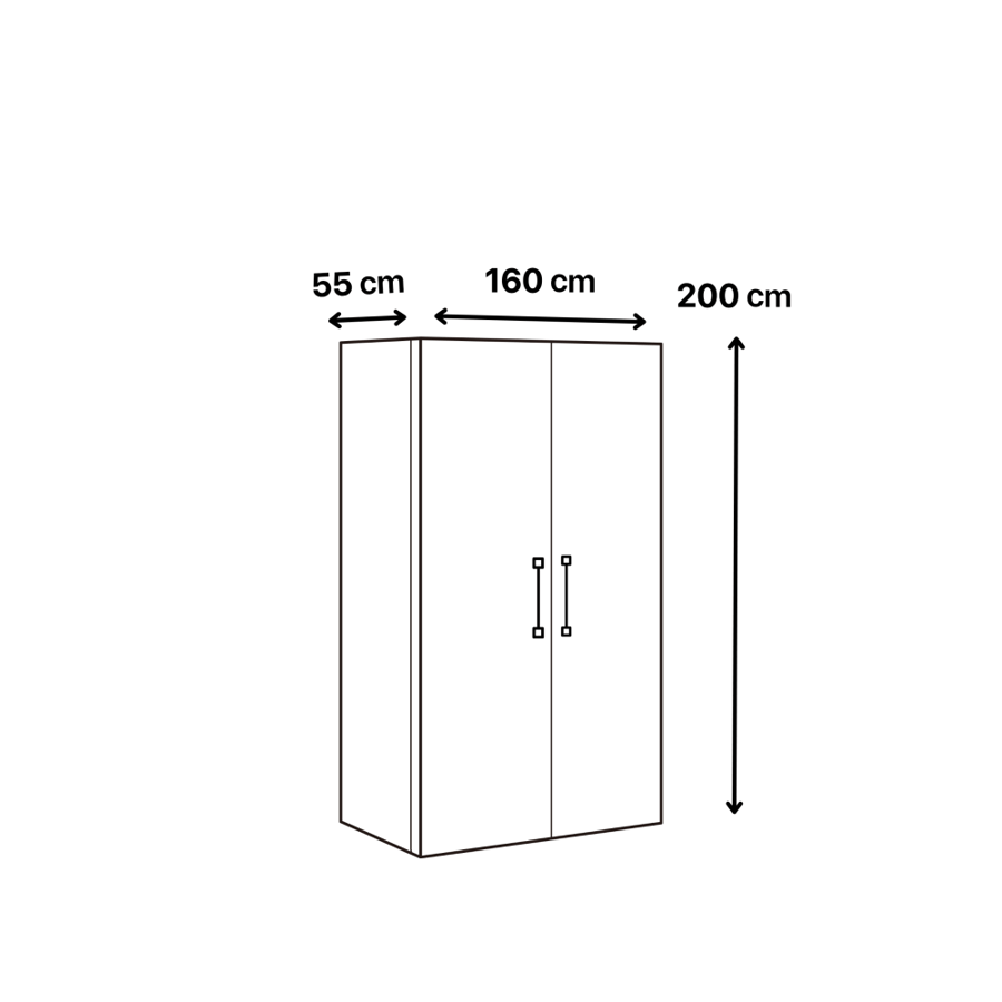 Clothes wardrobe 4 doors with 3 colors - shelves and hanging - CL-12