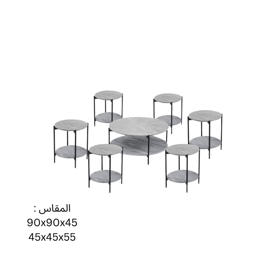 طقم شاي سيراميك مع خشب  6+1