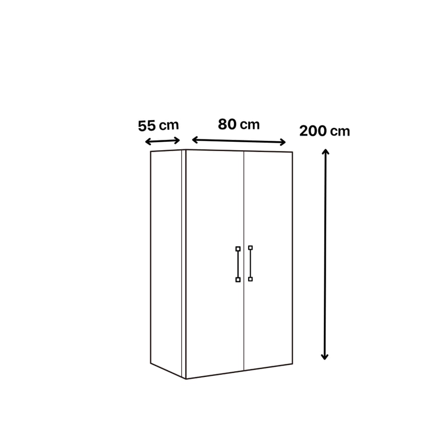 Clothes wardrobe with two doors in 3 colors - shelves and hanging - CL-12
