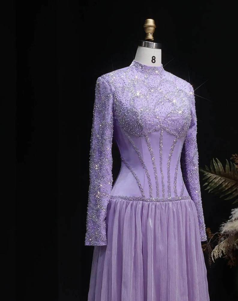 فستان سهرة محتشم بأكمام طويلة من سمارا بوتيك-E141