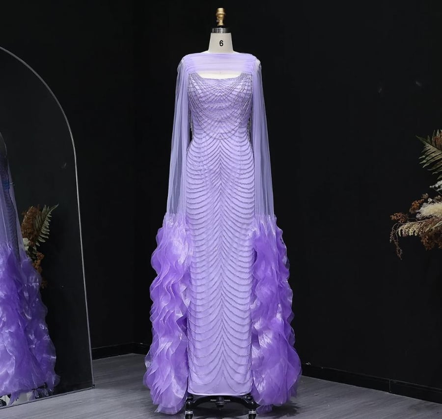 فستان سهرة ناعم من سمارا بوتيك بنفسجي-E63