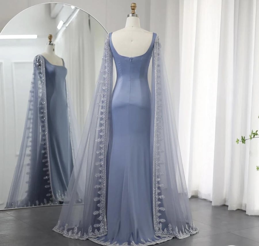 فستان سهرة ناعم بأكمام طويلة من سمارا بوتيك-S57