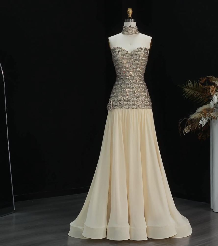 فستان سهرة ناعم مع فيونكة من سمارا بوتيك-S166