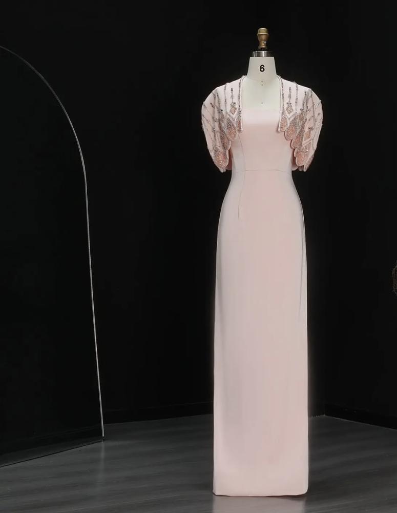 فستان سهرة ناعم وجاكيت قصير من سمارا بوتيك-S171