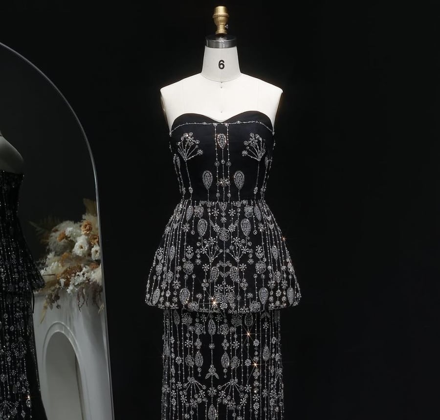 فستان اسود بتطريز يدوي من سمارا بوتيك-E89