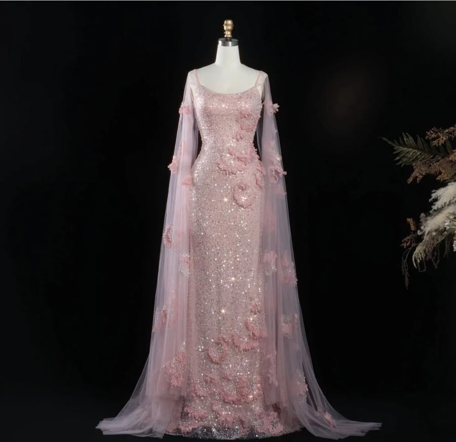 فستان سهرة مع قطعة خارجية تل من سمارا بوتيك-E153